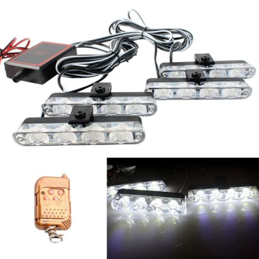 4 in 1 Car Grille Flash Lights with Wireless Remote Control, 16 LEDs - 1