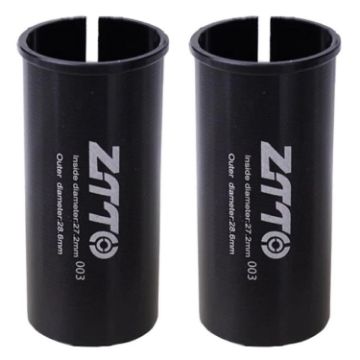 ZTTO 27.2-28.6mm Bicycle Seat Post Conversion Sleeve 2pcs (Black) - 1
