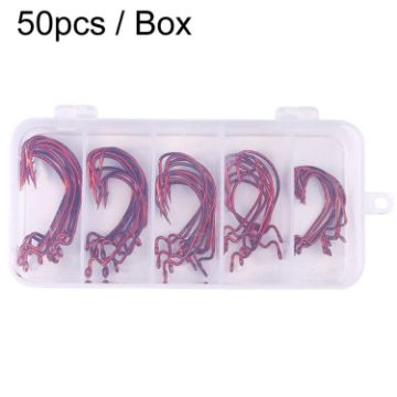 HENGJIA FH013 Red Cranked Stripers Fishing Hook Set 50pcs/Box - 1