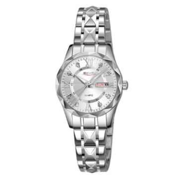SKMEI Women's Diamond Luminous Waterproof Quartz Watch, Silver Dial - 1