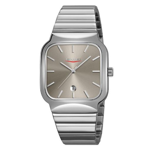 SKMEI 9361 Silver Case Gray Dial Square Quartz Watch - 1
