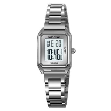 SKMEI 2493 Women's Silver Case Steel Strap Square Watch - 1