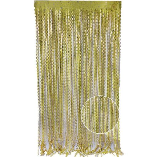 Yellow Wave Foil Fringe Curtain 2Packs 1x2m Party Decoration Props - 1