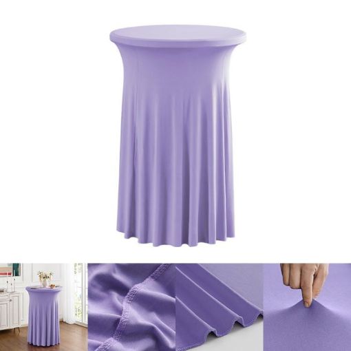 Premium Stretch Cocktail Bar Table Cover, 60x110cm (Light Purple) - 1