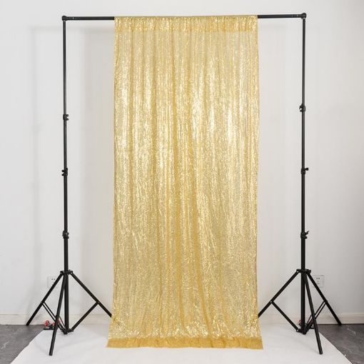 Gold Sequin Embroidered 240cm Wedding & Banquet Curtains - 1