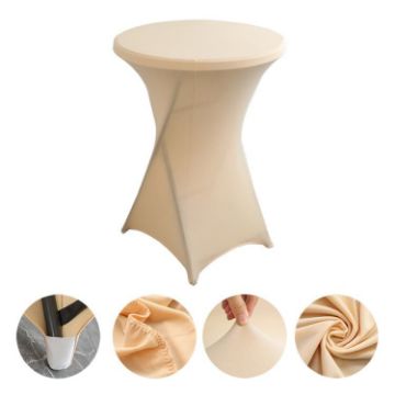 Stretch Polyester Cocktail Bar Table Cover, 70x110cm, Champagne - 1