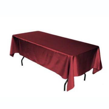 Wine Red Satin Tablecloth, 150x300cm - Hotel Banquet Wedding Decor - 1