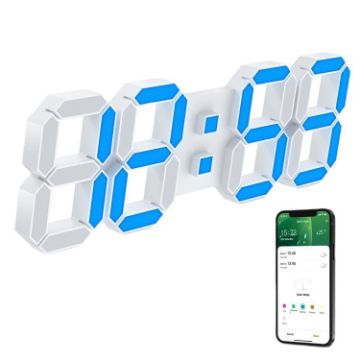 3D LED Wall Clock with APP Remote, Alarm, Date, Temp Display - 1