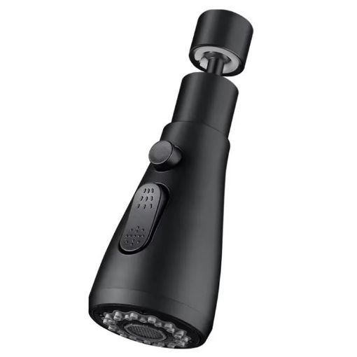 Universal Swivel Faucet Extender & Splash Guard (Black) - 1