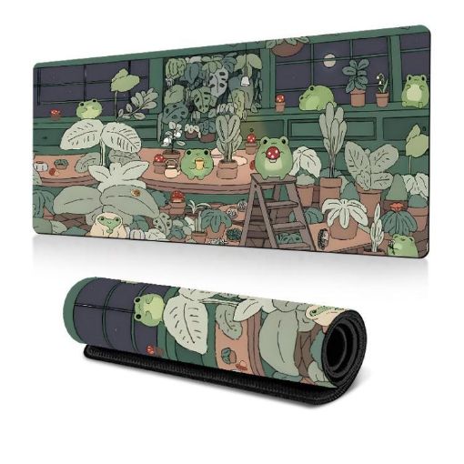 Cute Frog Mouse Pad: Non-Slip Green Desk Mat 300x800x2mm - 1