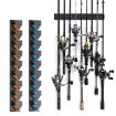 LEO 28318 Wall Mounted 9-Hole Fishing Rod Rack (Blue) - 2
