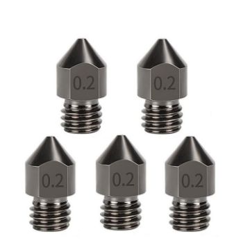 MK8 Hardened Steel Nozzle 0.2mm 5pcs Pack for 3D Printer Extruder - 1