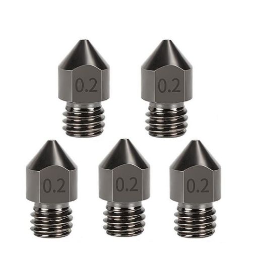 MK8 Hardened Steel Nozzle 0.2mm 5pcs Pack for 3D Printer Extruder - 1