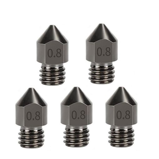 MK8 Hardened Steel Nozzle for 3D Printer, 5pcs 1.75/0.8mm - 1