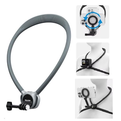 TELESIN SE2.0 Neck Holder POV Bracket with Chest Strap (Gray) - 1