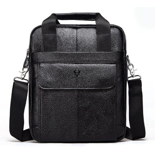 HUMERPAUL HUMH544 Black Leather Business Commuter Bag - 1
