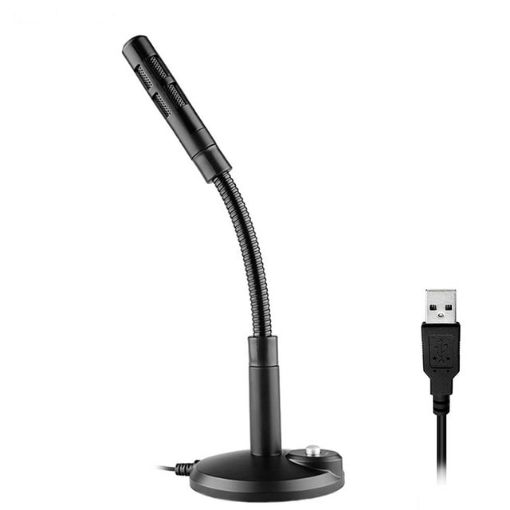 Black USB Condenser Microphone with Cable for PC and Laptop - 1