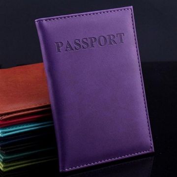 Purple Artificial Leather Travel Passport Cover - 1