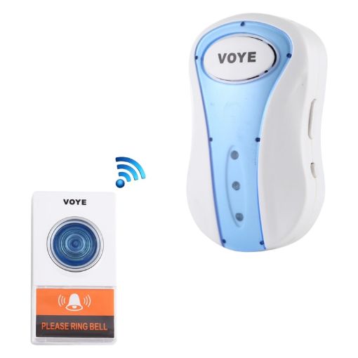 VOYE V008A Wireless Doorbell with Remote, 38 Sounds, US Plug (White) - 1