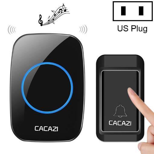 CACAZI A10G Self-Powered Wireless Doorbell, US Plug (Black) - 1