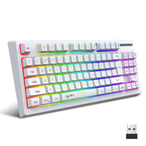 HXSJ L100 White RGB Backlit 87-Key 2.4G Wireless Keyboard - 1