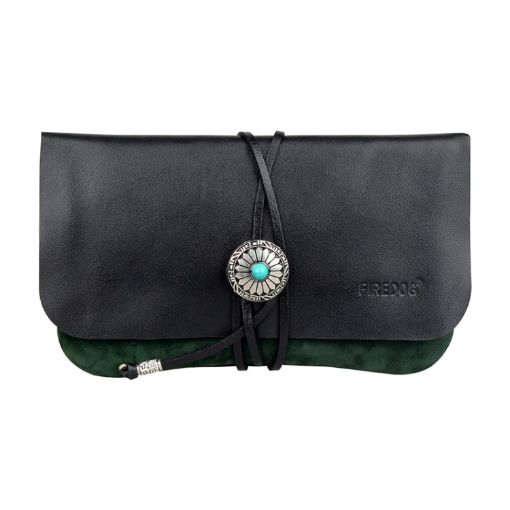 FIREDOG CL91 Dark Green Leather Sheepskin Tobacco Bag - 1
