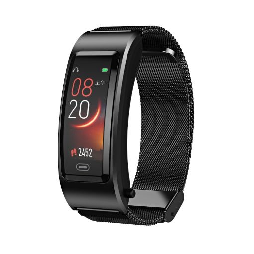 B7 Bluetooth Earphone/Smart Bracelet with Health Monitoring, Black Steel - 1