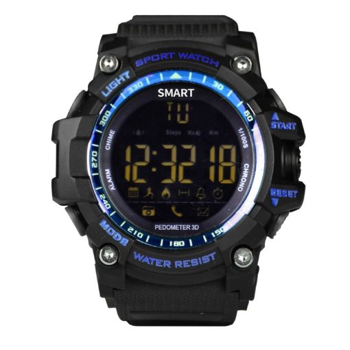 EX16 1.12" Waterproof Smart Watch, Pedometer, Android & iOS, Blue - 1