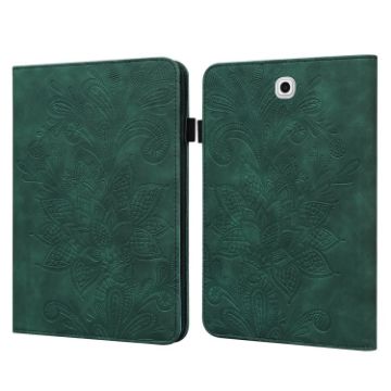 Samsung Galaxy Tab S2 9.7 Leather Case - Green Lace Flower Design - 1