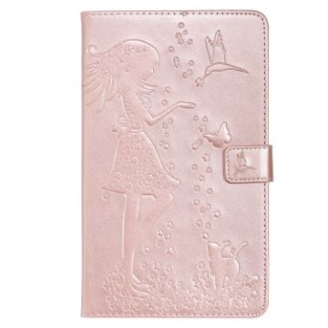 Galaxy Tab A 8.0 2019 Rose Gold Case: Cat Pattern, Wallet, Card Slots - 1