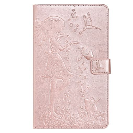 Galaxy Tab A 8.0 2019 Rose Gold Case: Cat Pattern, Wallet, Card Slots - 1