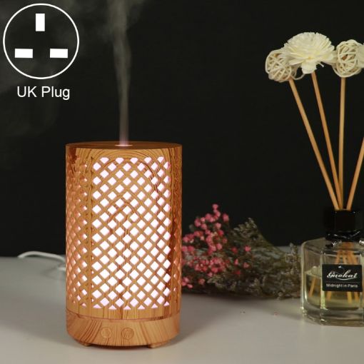 200ml Light Brown Forest Pattern Wooden Ultrasonic Humidifier UK Plug - 1