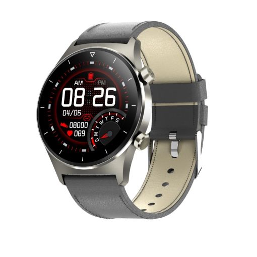 E13 Smart Watch: 1.28" Screen, IP68, Leather Band, Health Monitor - 1