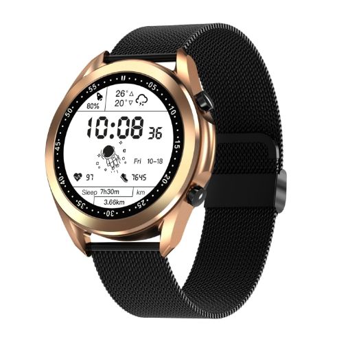 DW95 Smart Watch, 1.28" Screen, IP67 Waterproof, Monitor, Gold - 1