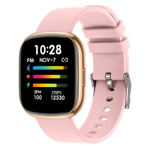 P52 1.3" Smart Watch, IP68 Waterproof, Heart/Health Monitoring (Pink) - 1