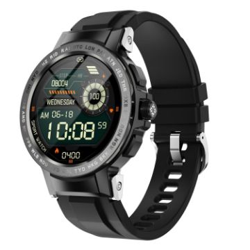 E19 Smart Watch, 1.28" Screen, IP68 Waterproof, Health Monitoring (Black) - 1