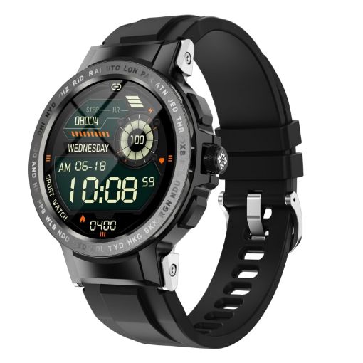 E19 Smart Watch, 1.28" Screen, IP68 Waterproof, Health Monitoring (Black) - 1