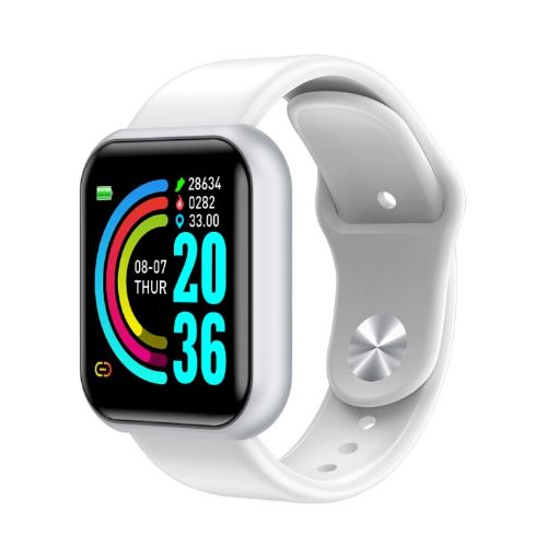 D20 1.3" IPS Smart Watch, IP67, HR/BP Monitoring, Calls, White - 1