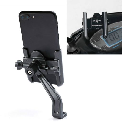 BENGGUO Aluminum Alloy Mobile Holder for Bicycle/Motorcycle - Titanium - 1