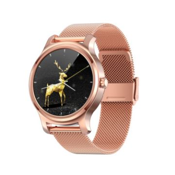 SMA-R2 Smart Watch 1.3" IPS Screen, IP65 Waterproof, Rose Gold Strap - 1