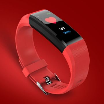115Plus Smart Bracelet - OLED Screen, Heart Rate & Sleep Monitor (Red) - 1