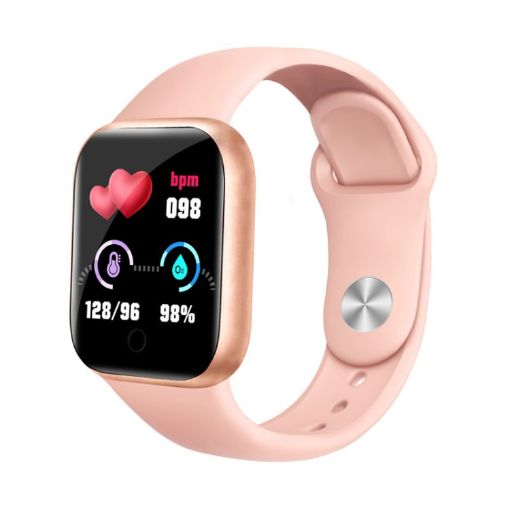 Y68 1.44" Smart Watch - Heart Rate, BP & Oxygen Monitor (Pink) - 1