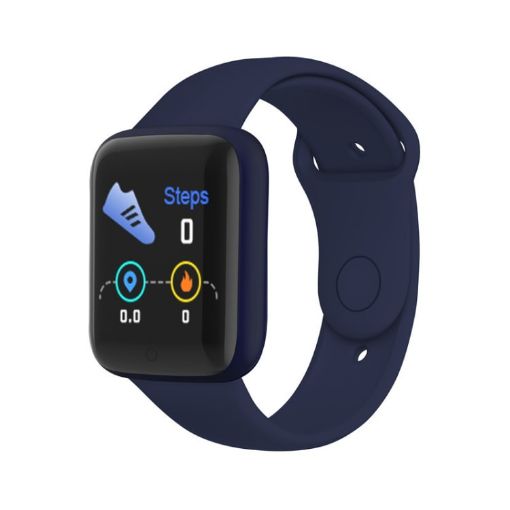 Y68M 1.44" Smart Watch - Heart Rate, BP, Blood Oxygen Monitor (Blue) - 1