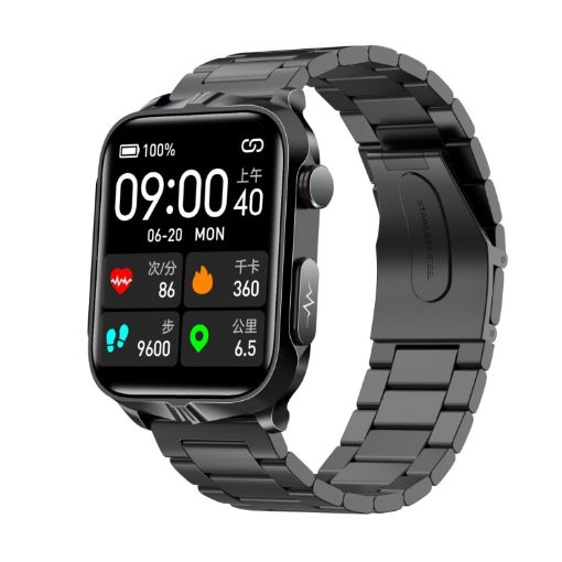 TK11P Smart Watch, 1.83" IPS, IP68 Waterproof, ECG, Stress Monitor, Black - 1