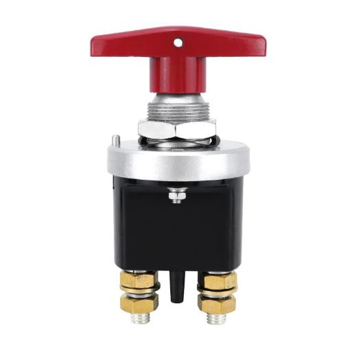 High Current 300A Silver Copper Battery Cut Off Switch 12V-36V Red Handle - 1
