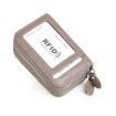 Genuine Leather RFID Blocking Zipper Card Holder Wallet, Lotus Purple - 1