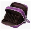 Lavender Genuine Leather RFID Blocking Wallet - Dual Zipper Card Holder - 3