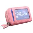 Pink Genuine Leather Card Holder Wallet RFID Blocking, 10.5x7.0x4.0cm - 2