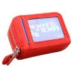 Red Genuine Leather Card Holder Wallet - RFID Blocking, Dual Zipper, 10.5x7x4cm - 2