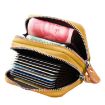 Yellow Genuine Leather RFID Blocking Card Holder Wallet, Dual Zipper, 10.5x7x4cm - 5